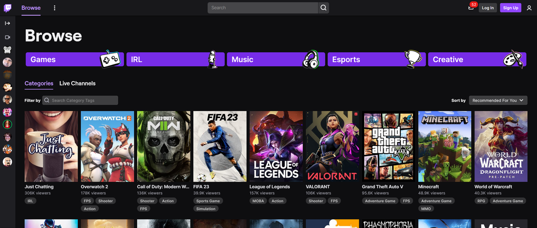 Game Directory on Twitch